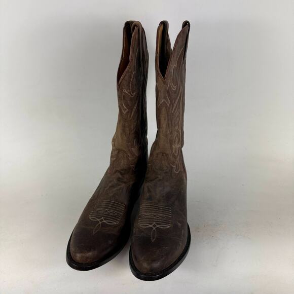 J.B. Dillon Western Boots Men's 8.5 Brown Leather Embroidered Mid-Calf Cowboy - Picture 4 of 10